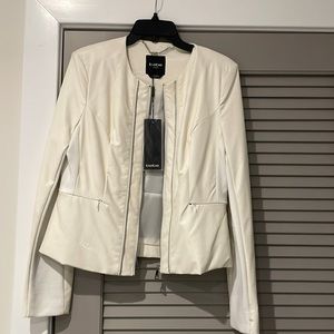 Bebe white leather jacket